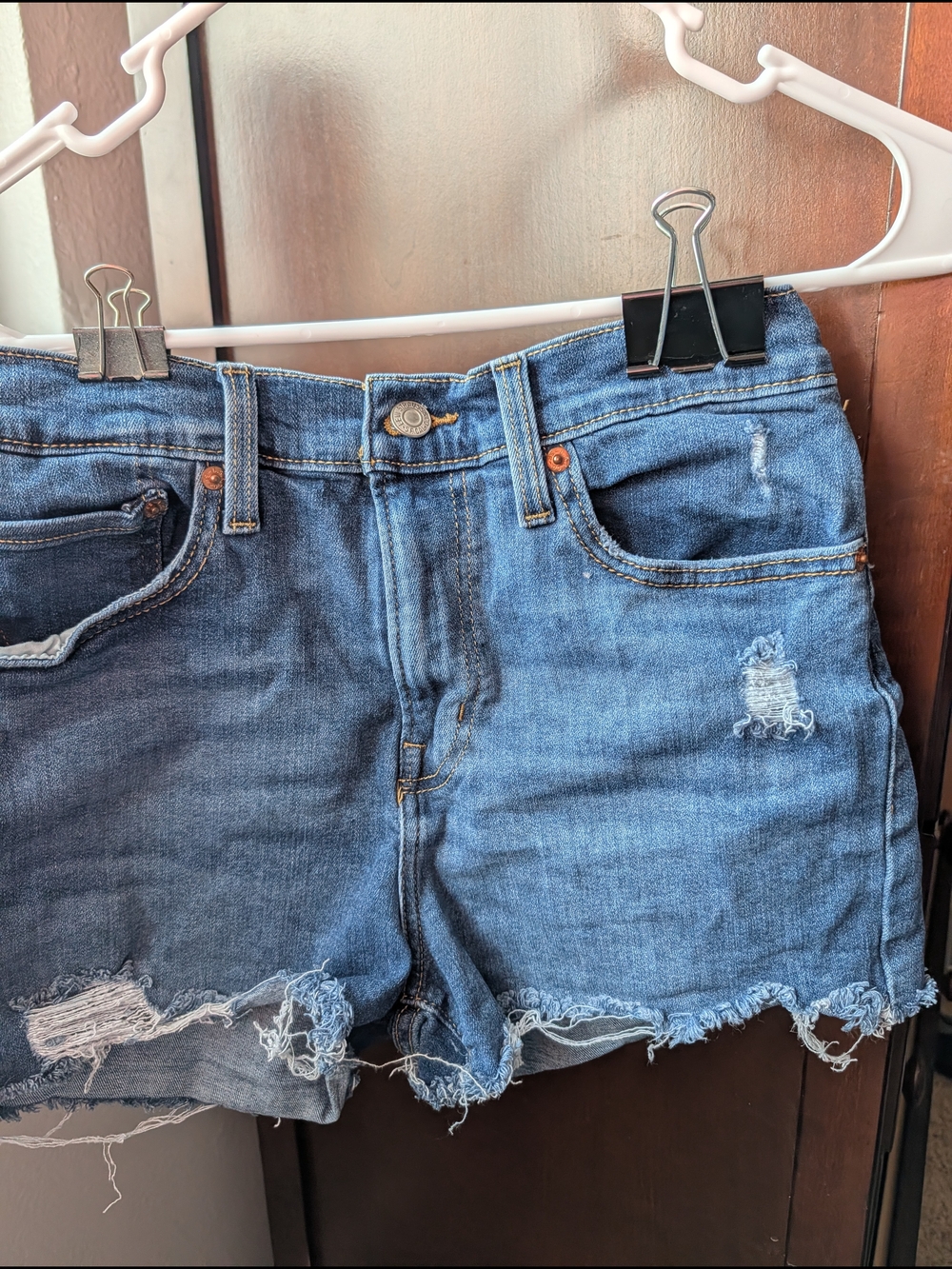 Levi's Blue Distressed Denim Cutoff Shorts